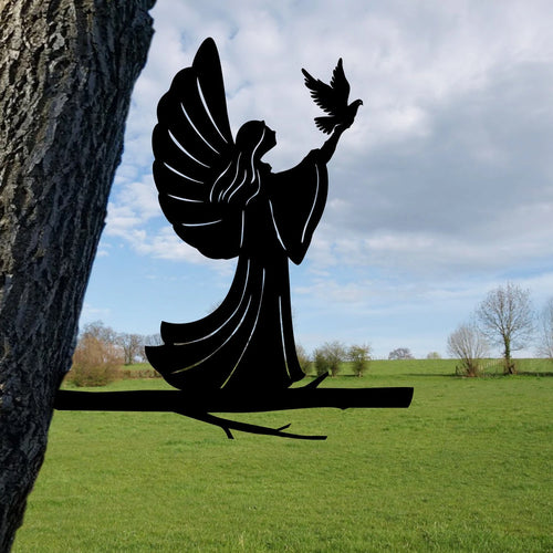 Angel Tree Stake, Tree Metal Sign, Outdoor Decor Laser Cut Metal Signs Custom Gift Ideas