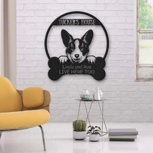 Corgi Dog Lovers Funny Personalized Metal House Sign Cut Metal Sign - 8 inches - metal sign