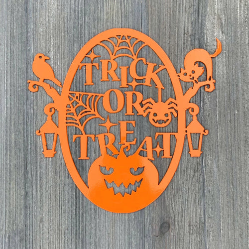 Trick Or Treat Metal Sign Cutout Cut Metal Sign Wall Metal Art