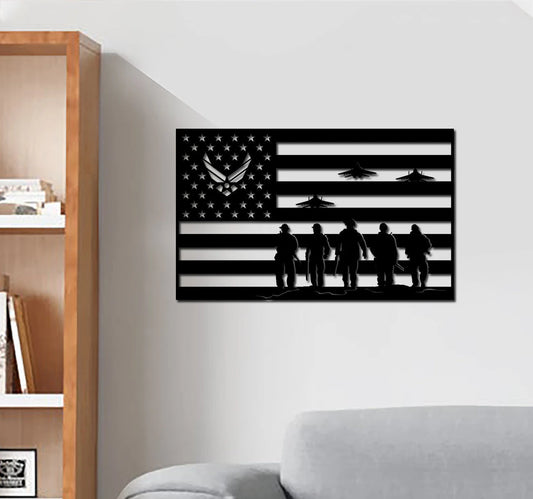 US Flag US Air Force Cut Metal Sign Wall Metal Sign Home Decor Laser Cut Metal Signs Custom Gift Ideas - 8 inches - metal sign