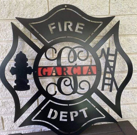 Fire fighter arms your name Personalized Cut Metal Sign Laser Cut Metal Signs Custom Gift Ideas - 8 inches - metal sign