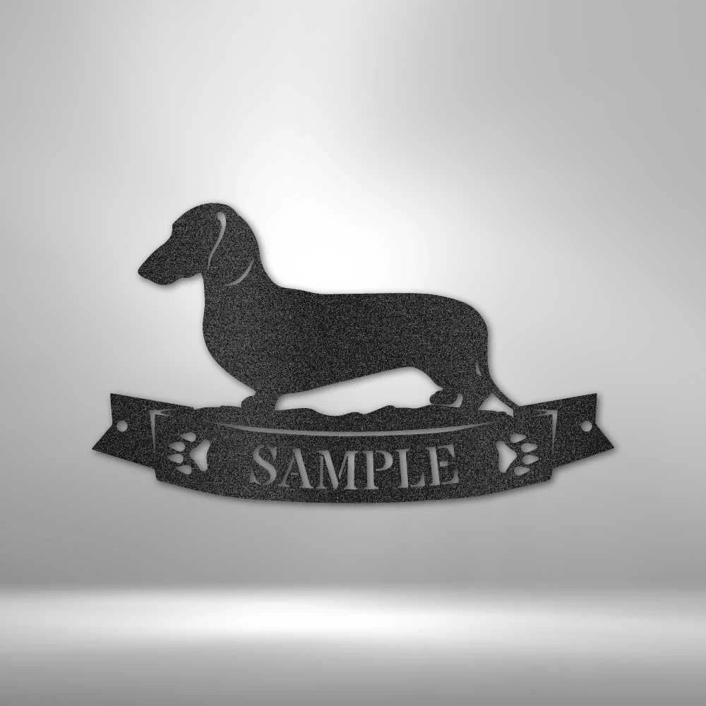 Personalized Dachshund Banner Monogram Metal Wall Sign Kennel Personalized Dog Wall Art