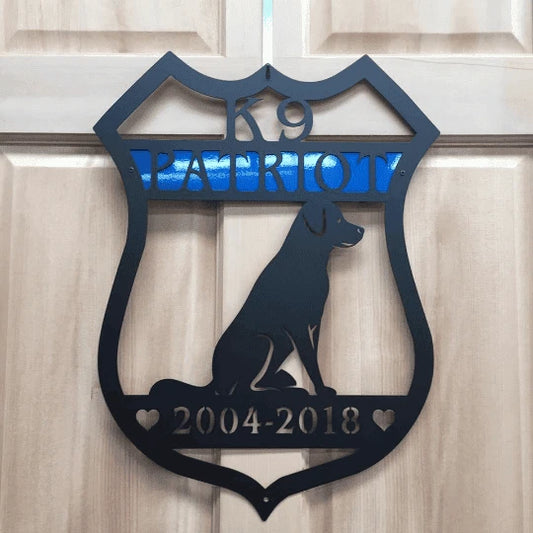 Personalized K9 Police Badge Sign Cut Metal Sign Metal House Sign - 8 inches - metal sign
