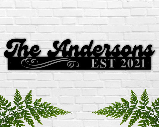 Script Name Sign, Last Name Sign, Established Sign, Custom Name Sign, Personalized Sign, Nursery Name - metal sign