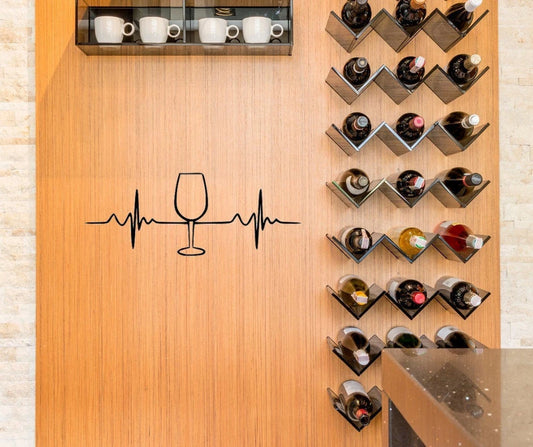 Wine Glass Ekg Cut Metal Sign Wall Decor Metal Sign Metal Art