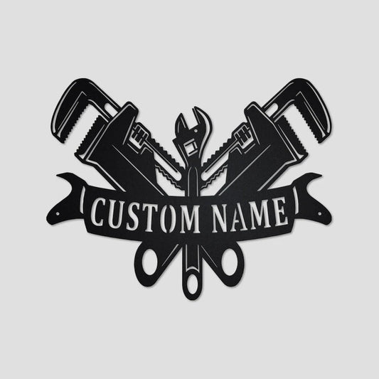 Personalized Monogram Plumber Male Metal Sign Art Custom Plumber Metal Sign Plumber Gifts for Men Plumber Male Gift Plumber metal sign - 8 inches - metal sign