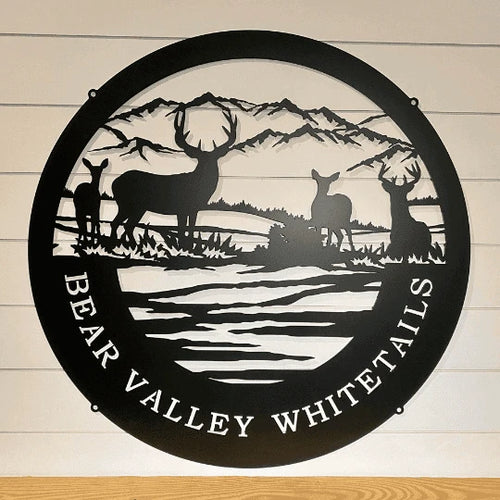 Personalized Deer & Mountain Sign Cut Metal Sign Metal House Sign
