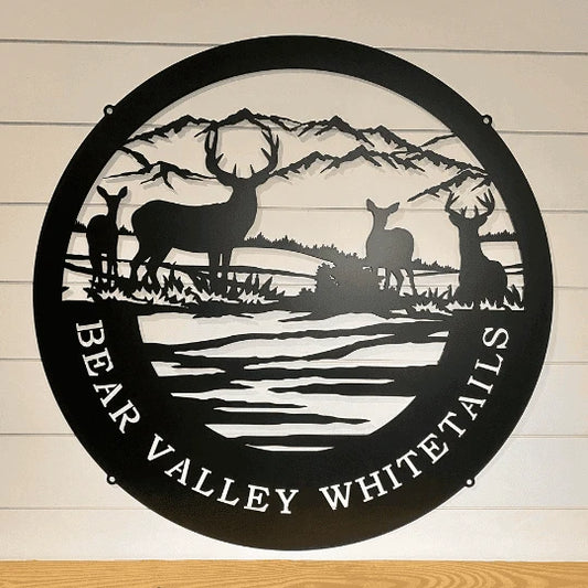 Personalized Deer & Mountain Sign Cut Metal Sign Metal House Sign - 8 inches - metal sign
