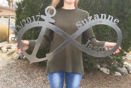 Personalized Infinity Anchor Nautical Decor Personalized Anchor Sign - 8 inches - metal sign