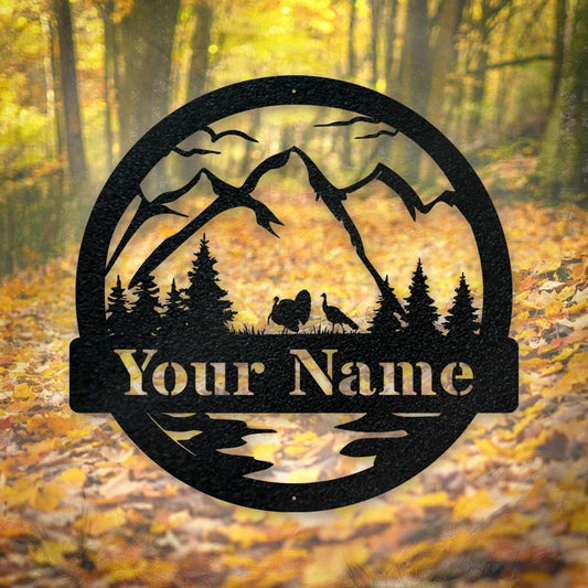 Turkey Sign New Personalize Turkey Metal Sign Last Name Turkey Sign For Outdoor Personalize Metal Sign Outdoor Name Outdoor Name Sign - 8 inches - metal sign