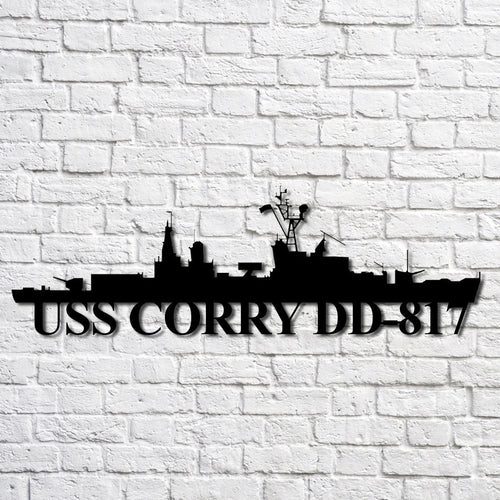 Uss Corry Dd817 Navy Ship Metal Art, Custom Us Navy Ship Cut Metal Sign, Gift For Navy Veteran, Navy Ships Silhouette Metal Art, Navy Home Decor Laser Cut Metal Signs Custom Gift Ideas