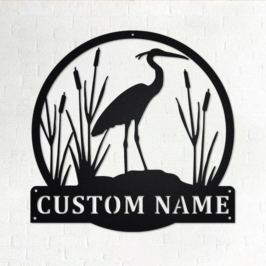 Custom Crane Bird Personalized Crane Name Sign Decoration For Room Crane Custom Crane Crane Animal Lover - 8 inches - metal sign