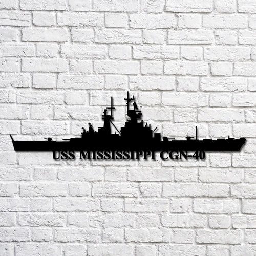 Uss Mississippi Cgn40 Navy Ship Metal Art, Gift For Navy Veteran, Navy Ships Silhouette Metal Art, Navy Home Decor Laser Cut Metal Signs Custom Gift Ideas