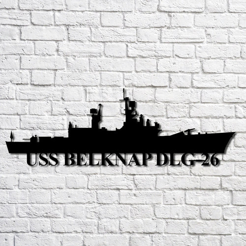 Uss Belknap Dlg26 Navy Ship Metal Art, Custom Us Navy Ship Cut Metal Sign, Gift For Navy Veteran, Navy Ships Silhouette Metal Art, Navy Home Decor Laser Cut Metal Signs Custom Gift Ideas