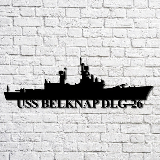 Uss Belknap Dlg26 Navy Ship Metal Art, Custom Us Navy Ship Cut Metal Sign, Gift For Navy Veteran, Navy - metal sign