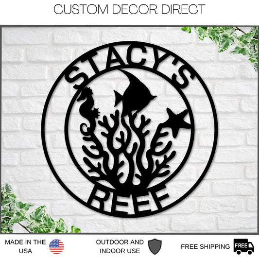 Reef Sign, Coral Reef Sign, Home Aquarium Sign, Aquarium Decor, Aquarium Business Sign, Fish Store Sign - metal sign