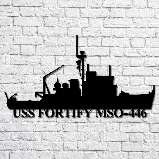 Uss Fortify Mso446 Navy Ship Metal Art, Custom Us Navy Ship Cut Metal Sign, Gift For Navy Veteran, Navy - metal sign