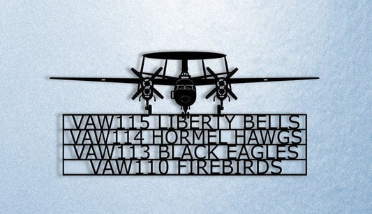E2 Hawkeye With Squadron Assignments Airborne Early Warning (aew) Aircraft Metal Sign Cut Metal Sign Wall Decor - 8 inches - metal sign