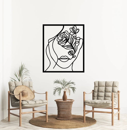 Woman Face One Line Abstract (Rectangle) Wall Art Decor Cut Metal Sign Laser Cut Metal Signs Custom Gift Ideas