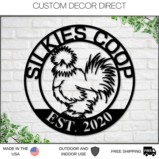 Custom Hen House Sign, Hen House Coop Sign, Silkie Chicken, Our Little Coop Sign Metal Sign, Chicken - metal sign