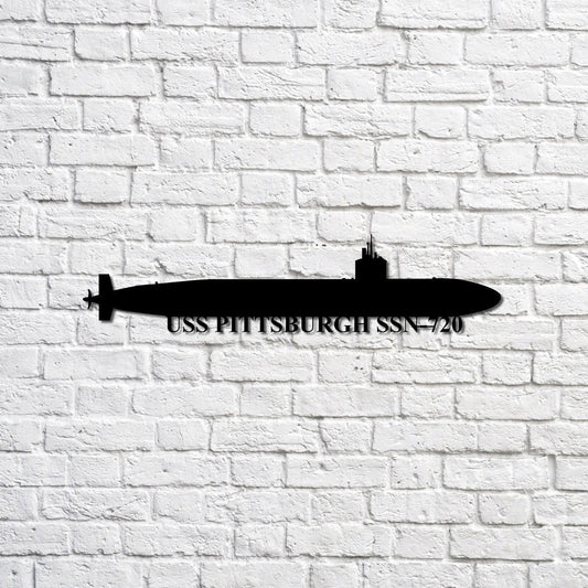 Uss Pittsburgh Ssn720 Navy Ship Metal Sign, Memory Wall Metal Sign Gift For Navy Veteran, Navy Ships Silhouette Metal Sign Laser Cut Metal Signs Custom Gift Ideas