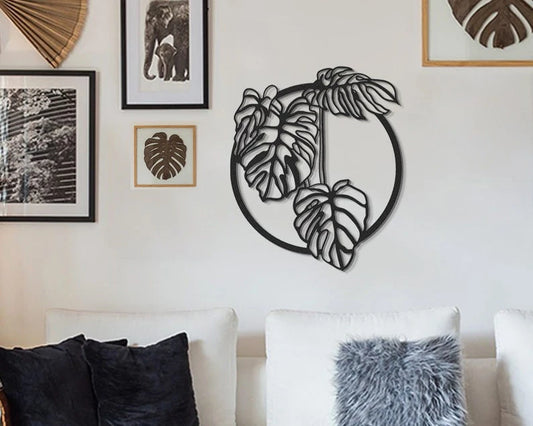 Monstera Leaf Metal Wall Sculpture Flower Botanical - 8 inches - metal sign