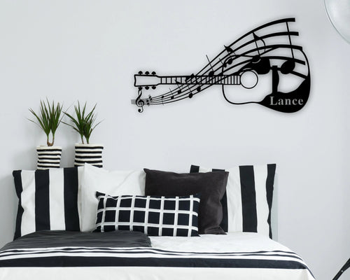 Custom Guitar Sign Art Solid Steel Decorative Accent Metal Art Sign Metal Acoustic Guitar Custom Metal Sign