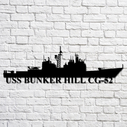 Uss Bunker Hill Cg52 Navy Ship Metal Art, Custom Us Navy Ship Cut Metal Sign, Gift For Navy Veteran, Navy - metal sign