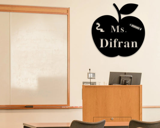 Teacher Appreciation Gift Teacher Gifts With Name Classroom Decor Teacher Sign Teacher Apple Sign End Of The Year Teacher Gift Ideas - 8 inches - metal sign