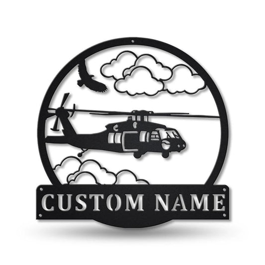 Personalized Helicopter Machine Monogram Metal Sign Art , Custom Helicopter Metal Sign, Helicopter Lover - metal sign