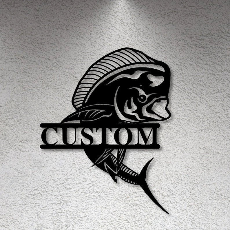 Custom Mahi Sign Metal Fish Sign Personalized Name Fish Sign Fish Address Sign L Gift For Fisherman Mahi Deep Sea Decor