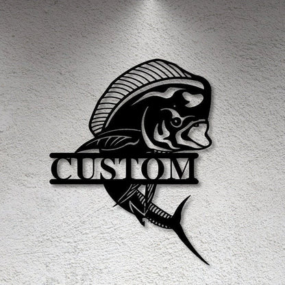 Custom Mahi Sign Metal Fish Sign Personalized Name Fish Sign Fish Address Sign L Gift For Fisherman Mahi Deep Sea Decor