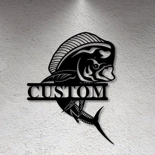 Custom Mahi Sign Metal Fish Sign Personalized Name Fish Sign Fish Address Sign L Gift For Fisherman Mahi - metal sign