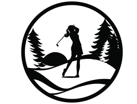 Golf Woman Golfing Sign Golf Gift Golfer Gift Metal Wall Decor Metal Wall Hanging Outdoor Sign - 8 inches - metal sign