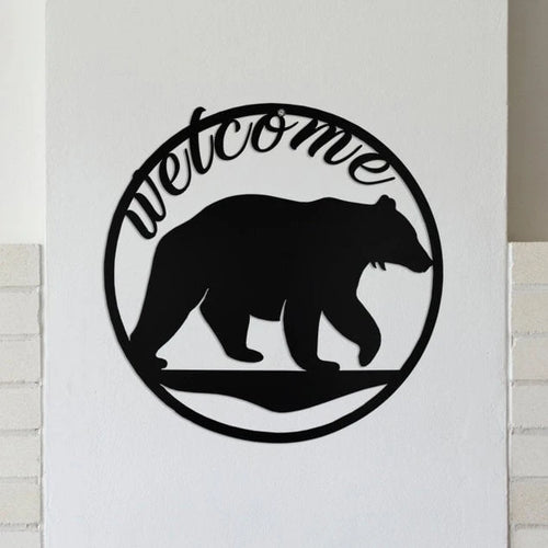 Bear Welcome Sign Cut Metal Sign