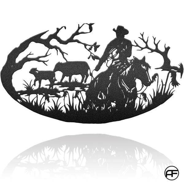 Horse Cowboy Personalized Horse Metal Sign, Horseshoe Art, Western Decor, Initial Metal Sign, Housewarming Gift, Farmhouse Decor Metal Wall Art, Metal Laser Cut Metal Signs Custom Gift Ideas