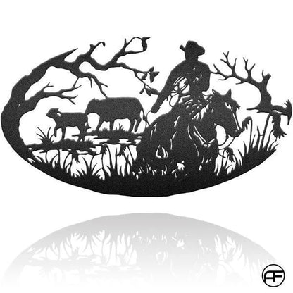 Horse Cowboy Personalized Horse Metal Sign, Horseshoe Art, Western Decor, Initial Metal Sign, Housewarming Gift, Farmhouse Decor Metal Wall Art, Metal Laser Cut Metal Signs Custom Gift Ideas