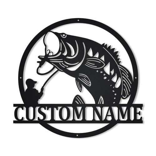 Personalized Bass Fishing Monogram Metal Sign Art, Custom Bass Fishing Metal Sign, Bass Fishing Gifts For Men, Bass Fishing Gift, Laser Cut Metal Signs Custom Gift Ideas