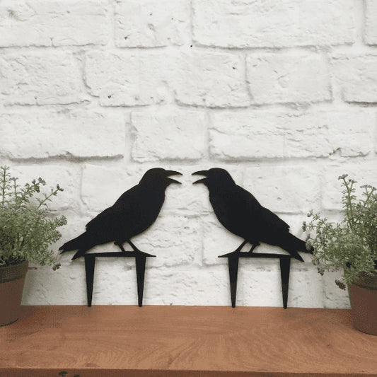 Metal Raven Yard Sign With Stakes Cut Metal Sign Metal House Sign - 8 inches - metal sign