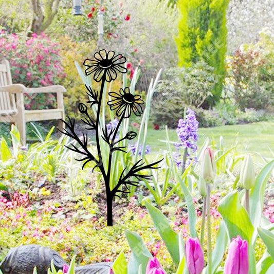 Metal Flowers Garden Stake, Garden Decor, Mother's Day Gift, Metal Laser Cut Metal Signs Custom Gift - metal sign