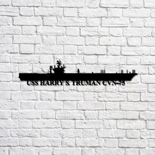 Uss Harry S Truman Cvn75 Navy Ship Metal Sign, Memory Wall Metal Sign Gift For Navy Veteran, Navy Ships Silhouette Metal Sign Laser Cut Metal Signs Custom Gift Ideas