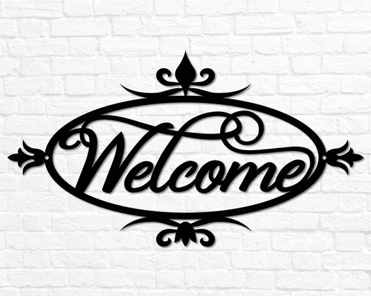 Metal Welcome Sign For Front Porch Welcome Sign Wedding Gift For Couple Gift Steel Welcome Sign Welcome Word Outdoor Welcome Sign - 8 inches - metal sign