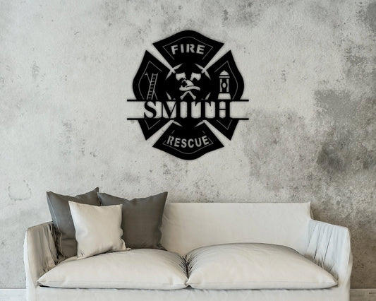 Customized Metal Maltese Cross Wall Art, Firefighter, Personalized Sign, Firefighter Sign, Firefighter - metal sign