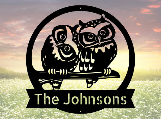Personalized Owl Metal Sign Steel Metal Art Metal Decor Steel Wall Decor Metal Sign Outdoor Decor, Laser - metal sign