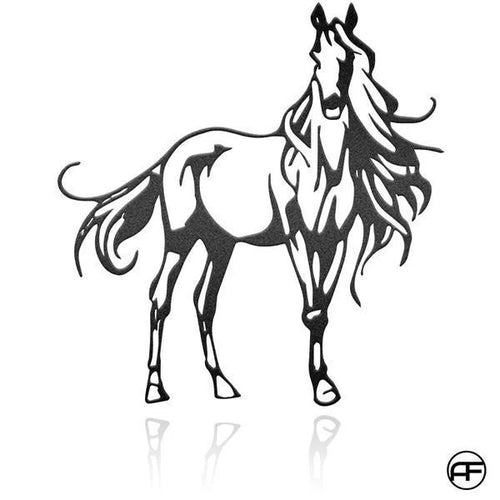 Horse Standing Personalized Horse Metal Sign, Horseshoe Art, Western Decor, Initial Metal Sign, Housewarming Gift, Farmhouse Decor Metal Wall Art, Metal Laser Cut Metal Signs Custom Gift Ideas