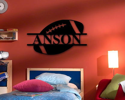 Football Name Sign, Metal Monogram, Monogram Door Hanger, American, Football, Nursery Monogram, Metal Name, Personalized Name Sign, Metal Laser Cut Metal Signs Custom Gift Ideas