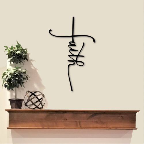 Faith Cross Sign, Metal Wall Art, Religious Christian Wall Hanging, Religious Gift For Christians, Inspirational Words For The Wall Laser Cut Metal Signs Custom Gift Ideas