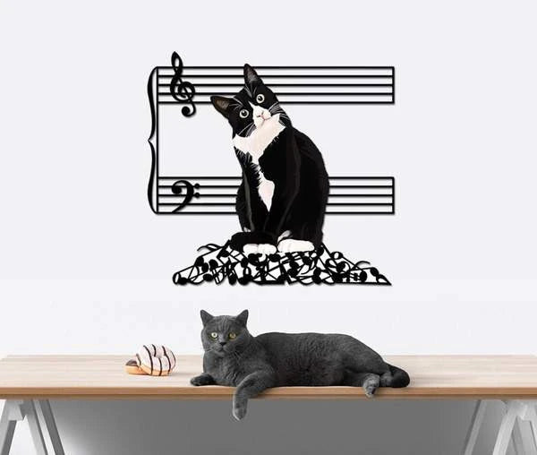Cat Breaking The Music Note Cut Metal Sign Cut Metal Sign