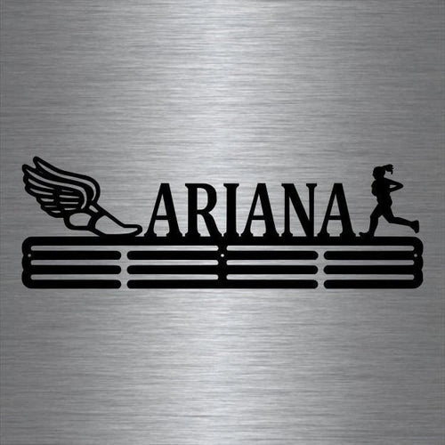 Track And Field With Girl Runner Custom Name Medal Hanger Holder Display Rack 3 Rung, Cut Metal Sign, Metal Wall Art, Laser Cut Metal Signs Custom Gift Ideas