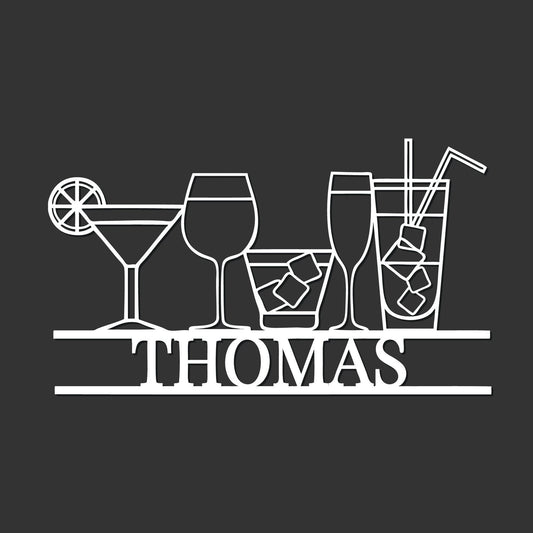 Custom Laser Cut Metal Cocktail Sign Personalised Alcohol Sign Custom Cocktail Bar Sign Custom Drinks Sign - 8 inches - metal sign